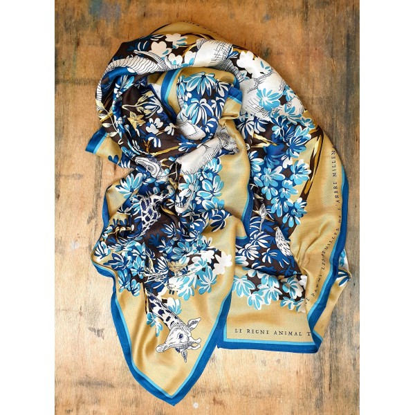 Inoui Editions šilko ir modalo skara BESTIAIRE BEIGE